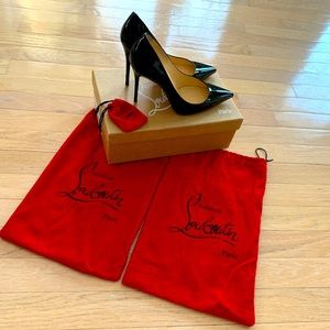 Christian Louboutin Decollete 554 100 Patent Leather in Black Sz 38.5.